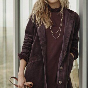 J. JILL Velvet Hooded Tumble Cord Jacket, Dark Fig, XL Tall